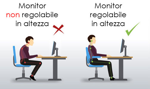 smart working monitor regolabile in altezza