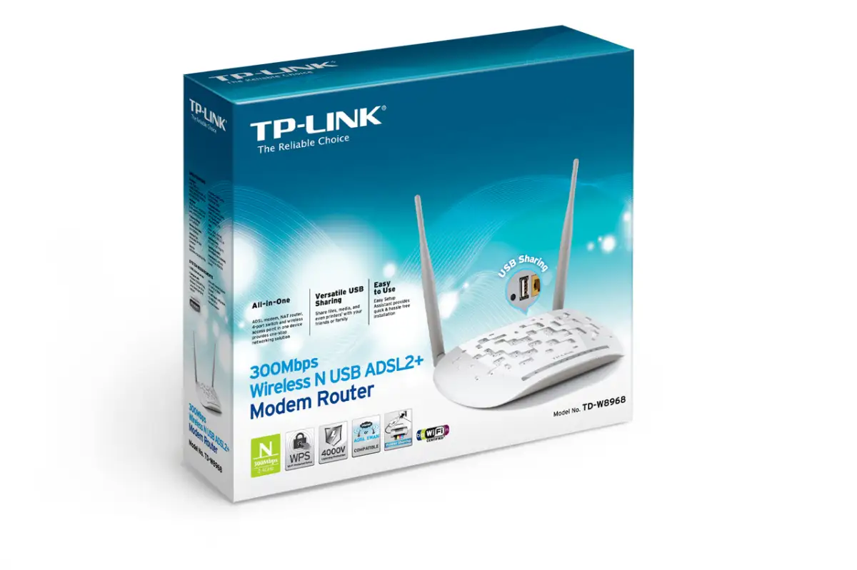 ROUTER MODEM TP-LINK ADSL2+ WIRELESS N 300Mbps "USB" TD-W8968
