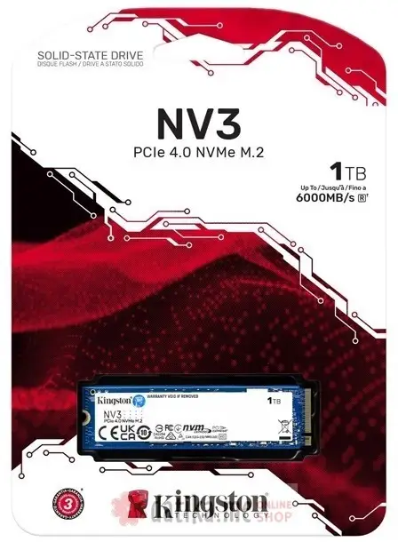 SOLID STATE DISK 1TB KINGSTON M.2 NVME PCI 4.0 NV2 SNV3S/1000G