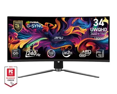 MONITOR GAMING MSI 34" MPG 341CQPX QD-OLED 16:9 UWQHD 240HZ 0,03MS GTG CURVO VESA HDMI DP 9S6-3DD04T-013