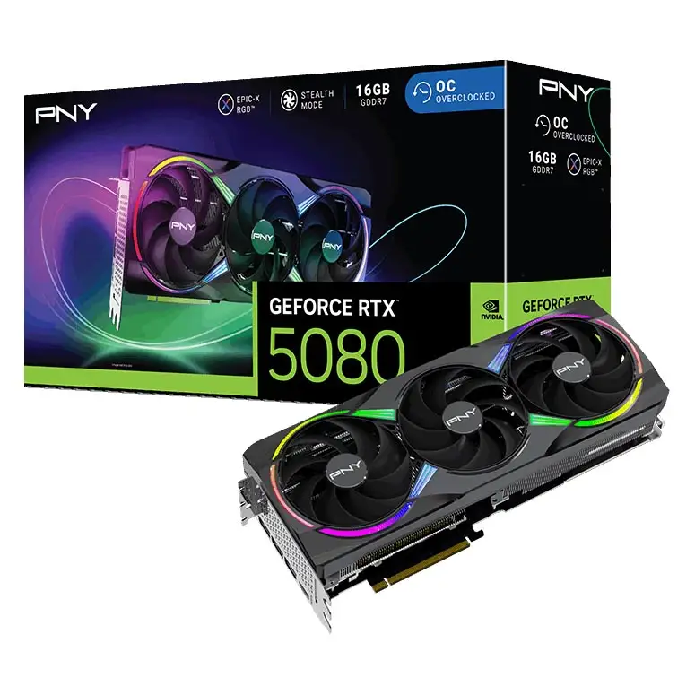SVGA PNY RTX5080 TRIPLE FAN ARGB OC 16G 16B DDR7 HDMI DP VCG508016TFXXPB1-O