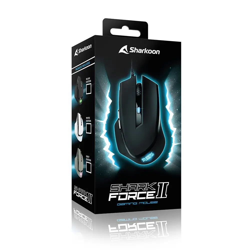 MOUSE GAMING SHARKOON SHARK FORCE II USB DPI 1600 6 TASTI NERO