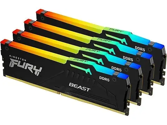 RAM 128GB (4x32GB) 5600MHZ DDR5 RGB FURY BEAST BLACK KINGSTON KF556C40BBAK4-128