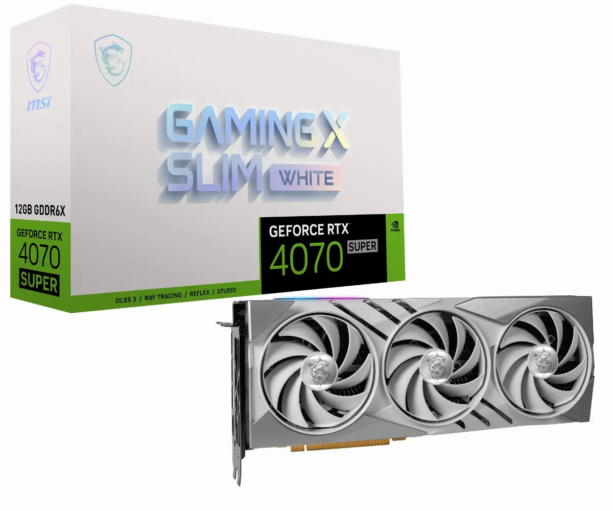 SVGA MSI RTX4070 SUPER 12G GAMING X SLIM 3X "WHITE" HDMI DP