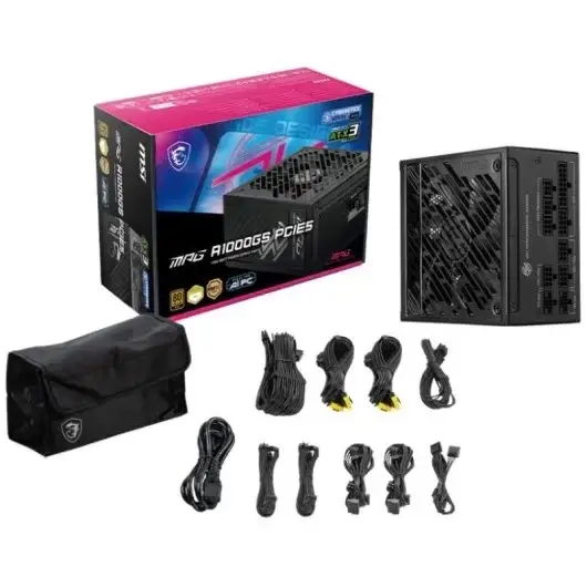 ALIMENTATORE MODULARE ATX 1000W MSI MPG A1000GS 80+ GOLD 12V PCIE5 ATX3.0 BLACK 306-7ZPFY11-CE0