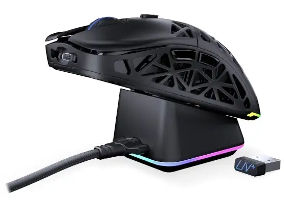 MOUSE GAMING ENDORFY LIV PLUS WIRELESS + BASE RIC. NERO PAW3395 EY6A016