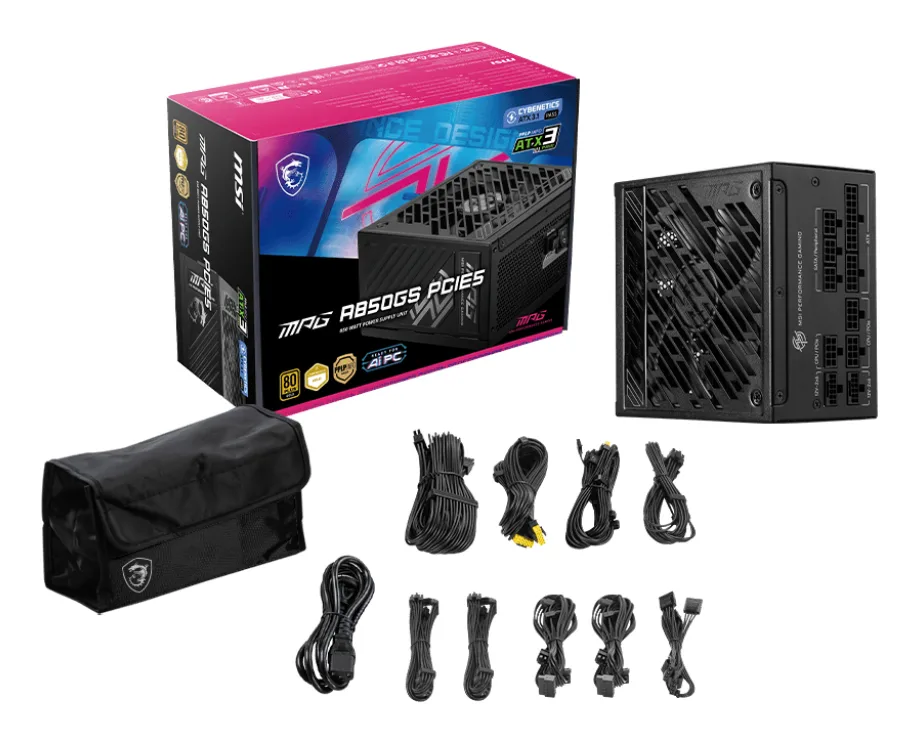 MSI MPG A850GS PCIE5 alimentatore per computer 850 W 24 pin ATX ATX Nero