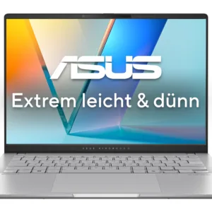 ASUS Vivobook S14 M5406KA QD015W AMD Ryzen AI 5 340 Computer portatile 35,6 cm (14") WUXGA 16 GB LPDDR5x SDRAM 512 GB SSD Wi Fi 6E (802.11ax) Windows 11 Home Tedesco Argento
