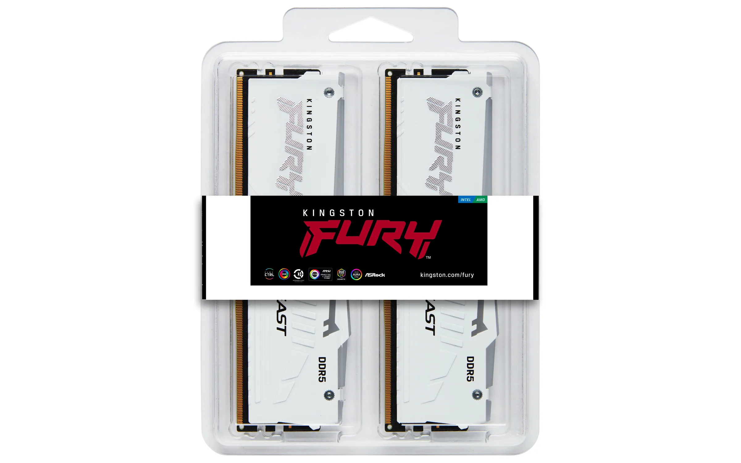 Kingston Technology FURY Beast 64 GB 6000 MT/s DDR5 CL36 DIMM (Kit da 2 moduli) White RGB EXPO